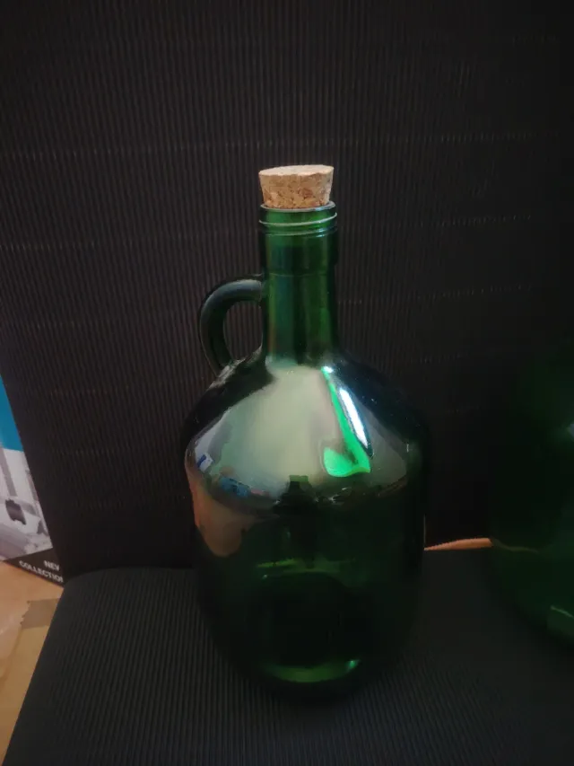 2 Botijos Verdes Cristal con Asa