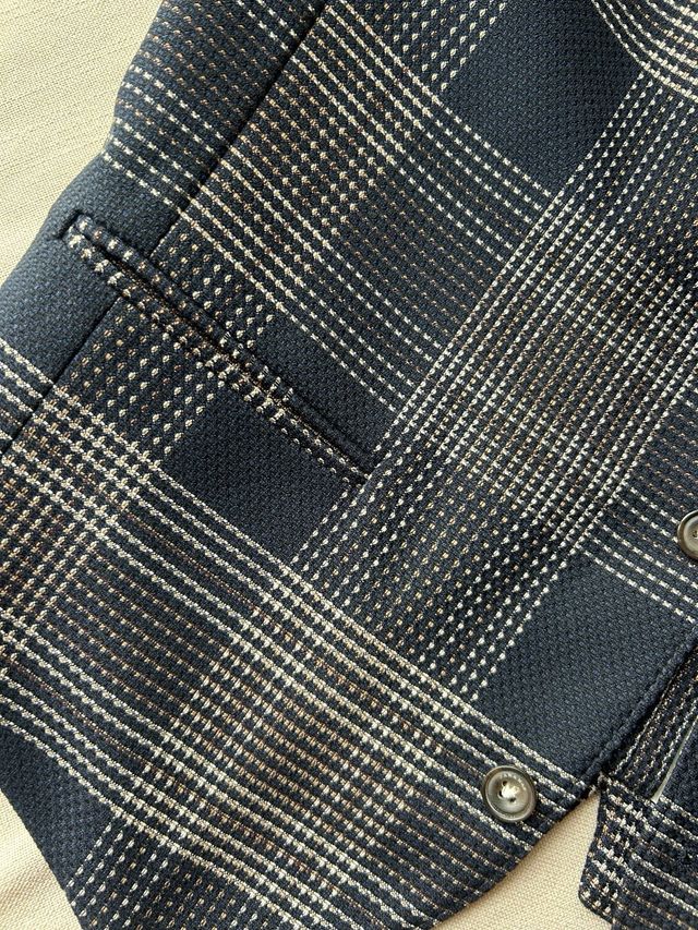 Chaleco Zara Cuadros Azul y Marrón