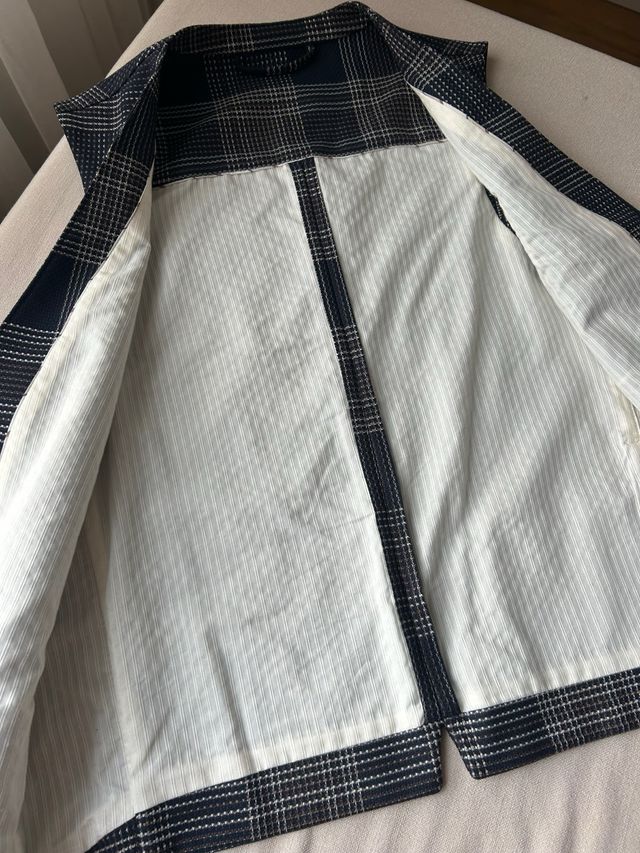 Chaleco Zara Cuadros Azul y Marrón