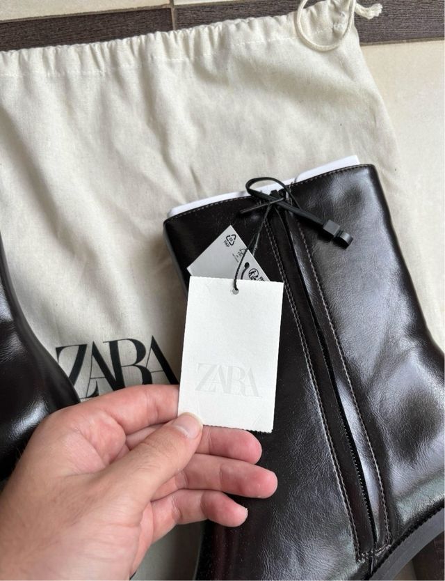 Botines Zara tacón ancho negros