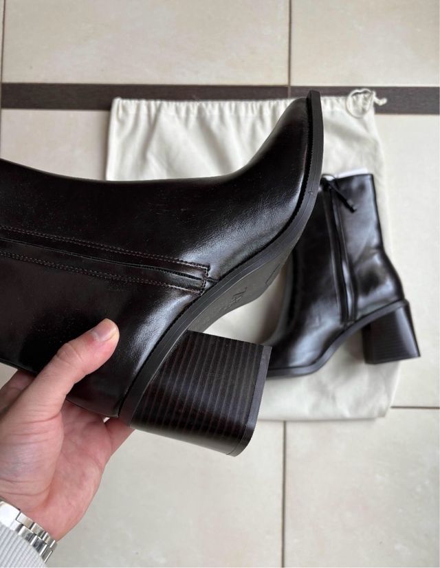 Botines Zara tacón ancho negros
