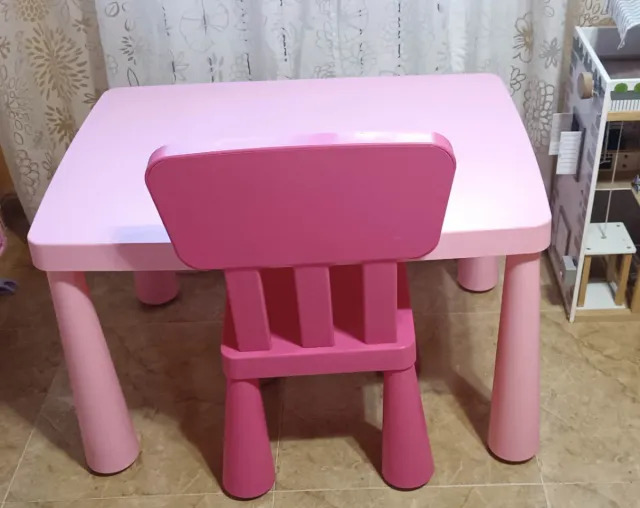 Mesa y Silla Infantil Ikea Rosa