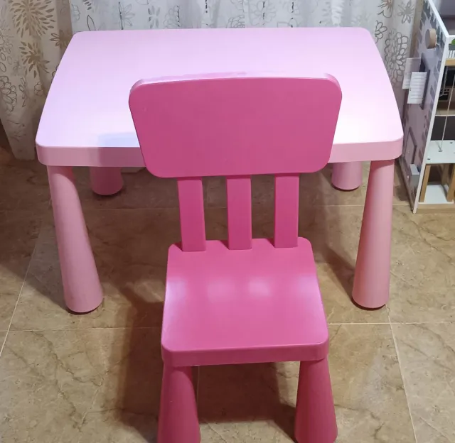 Mesa y Silla Infantil Ikea Rosa