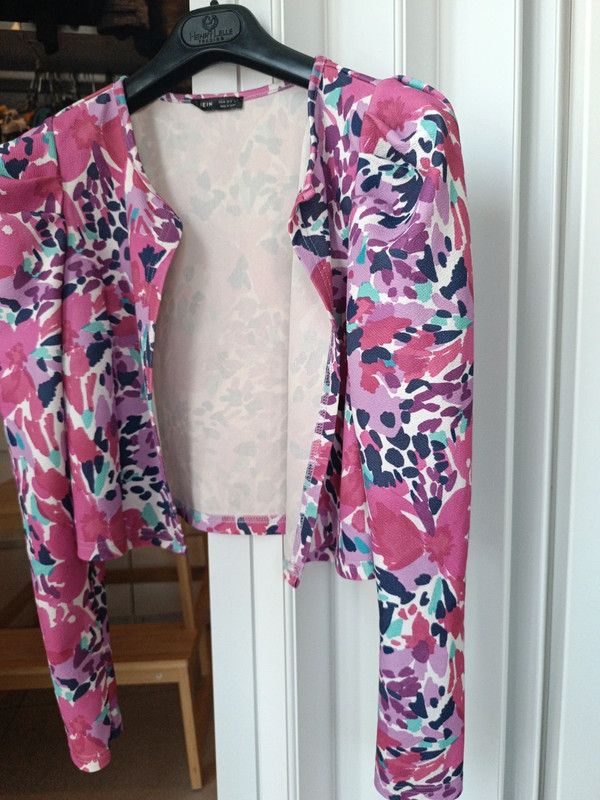 Giacca corta donna fantasia fucsia