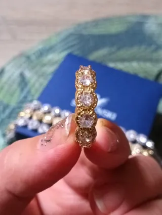 Anillo Dorado con Cristales Elements Swarovski