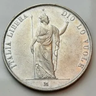 Moneta 5 Lire 1848 Italia Libera