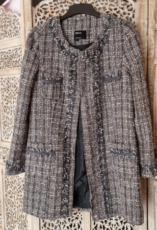 Chaqueta larga tweed Blanco Talla L
