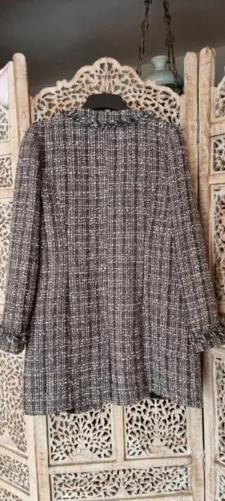 Chaqueta larga tweed Blanco Talla L