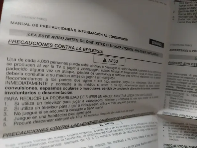 MANUAL EPILEPSIA AGB-DOC-EUR-4 JUEGOS GAME BOY