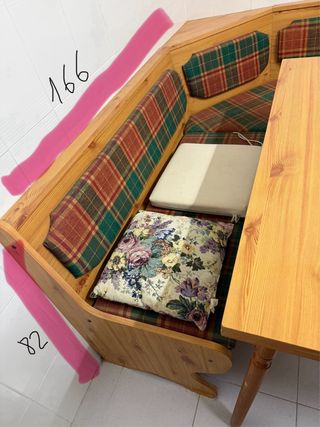 Mesa rinconera cocina madera + 2 sillas
