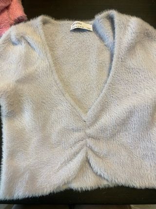 Bershka Cárdigan Peluche Morado Talla M