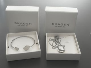 Conjunto Skagen collar y pulsera plata