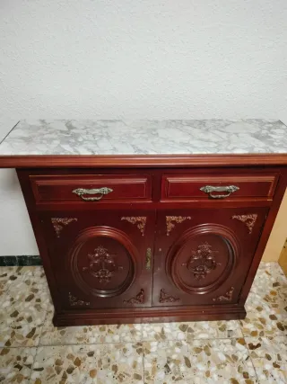 Mueble recibidor mármol y madera