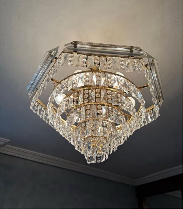 Lámpara vintage cristal y metal