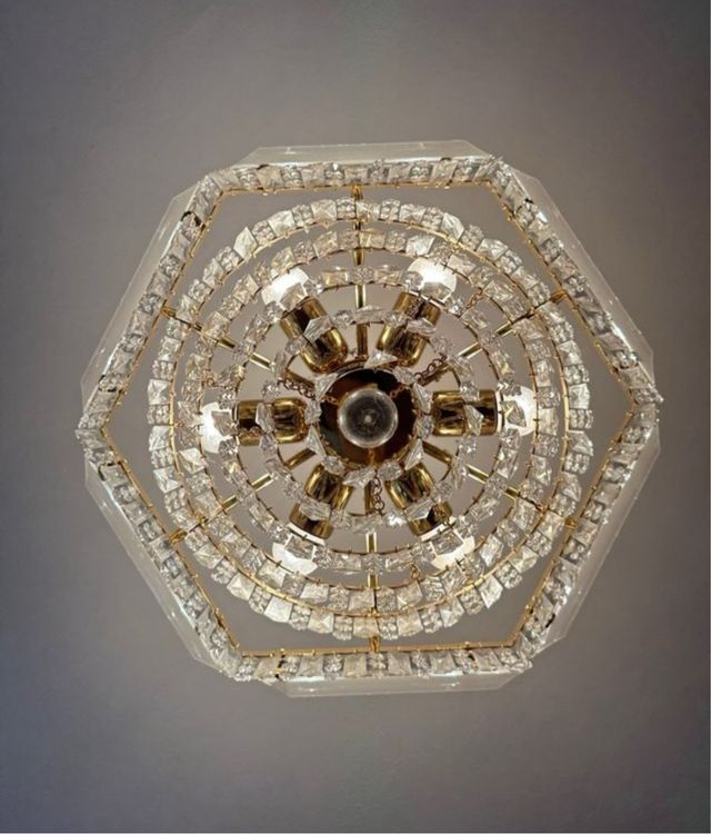 Lámpara vintage cristal y metal