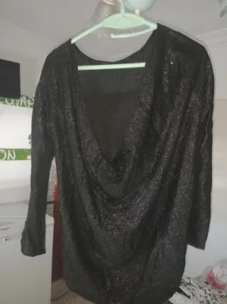 Blusa fiesta brillante negra