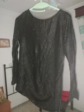 Blusa fiesta brillante negra