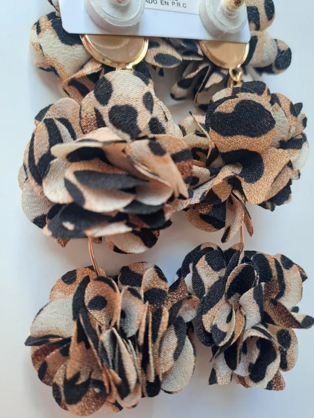 Pendientes Flores Leopardo