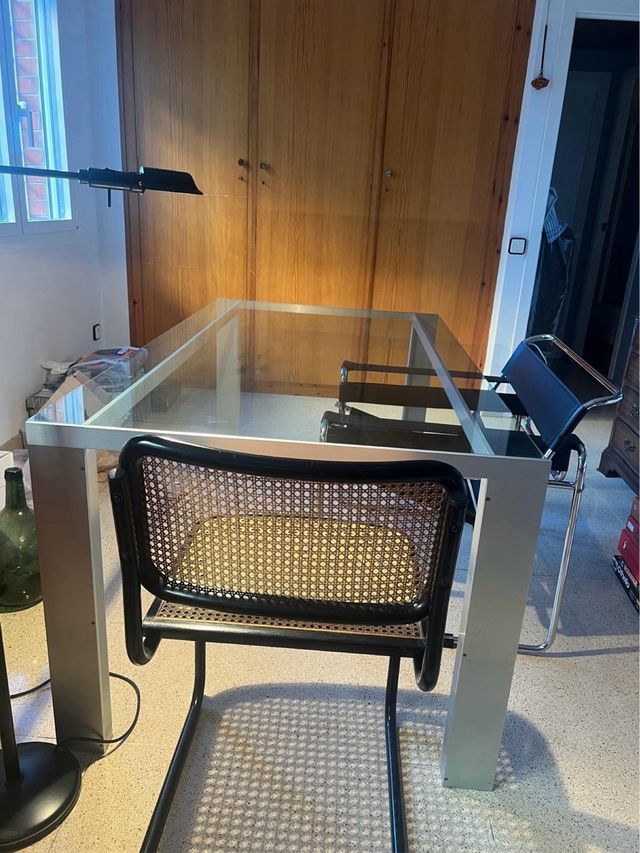 Mesa DENEB Stua. cristal y aluminio. Jesús Gasca.