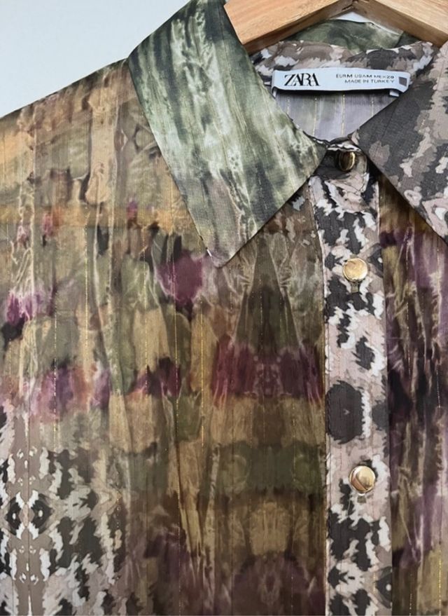 Vestido Zara estampado marrón y verde