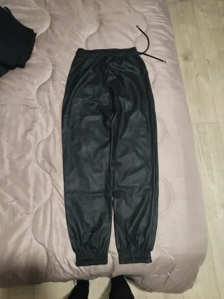 Pantaloni donna pelle con cordino