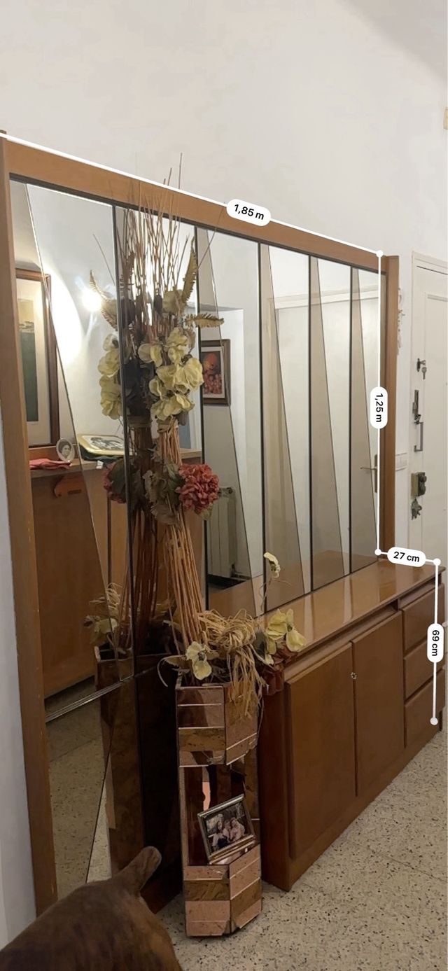 Mueble recibidor madera y cristal