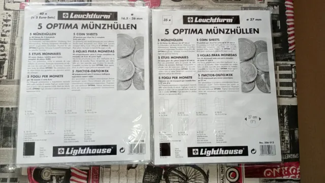 Hojas Leuchtturm y álbum Optima para monedas