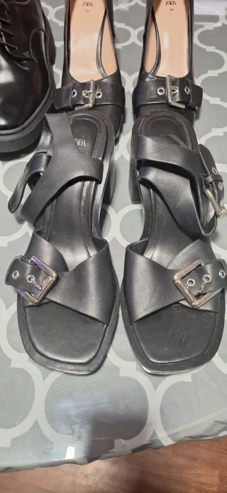 Lote 9 pares zapatos tacón  y bota altas Talla 38