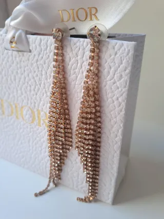 Pendientes Largos Brillantes Oro/Plata