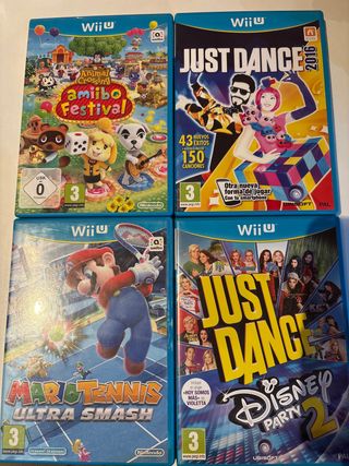 Lote 4 Giochi Wii U: Mario Tennis, Just Dance x2, Animal Crossing: Amiibo Festival
