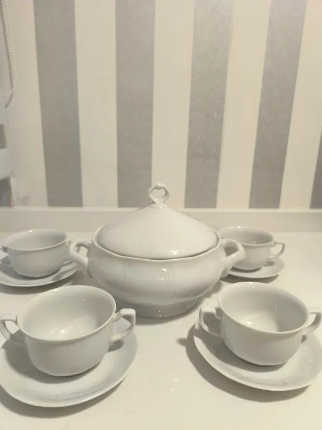 Juego Consomé Porcelana Blanco