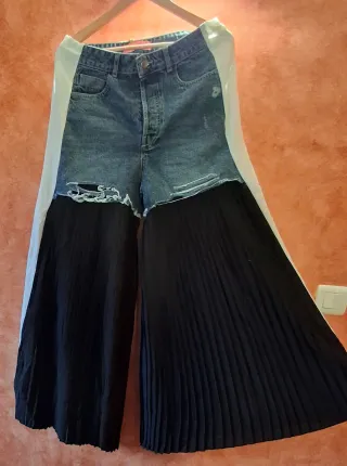 Falda Pantalón Dqmane Denim y Plisada