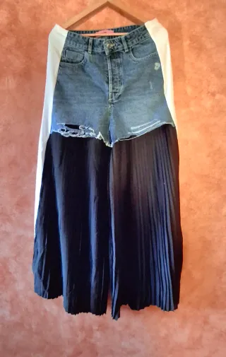 Falda Pantalón Dqmane Denim y Plisada