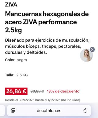 Mancuernas (par) hexagonales ZIVA 2,5kg (10x 130€)