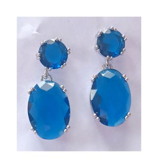 Pendientes con dos piedras lo talladas azules