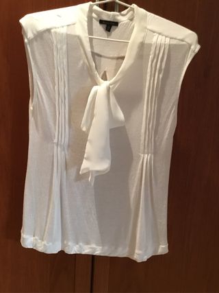 Blusa Massimo Dutti lazo blanca Talla M