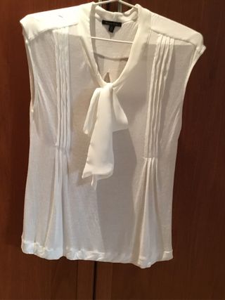 Blusa Massimo Dutti lazo blanca Talla M