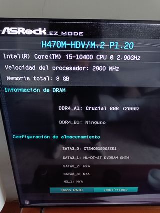 PC ECS Intel Core i5-10400 8GB RAM SSD 250GB