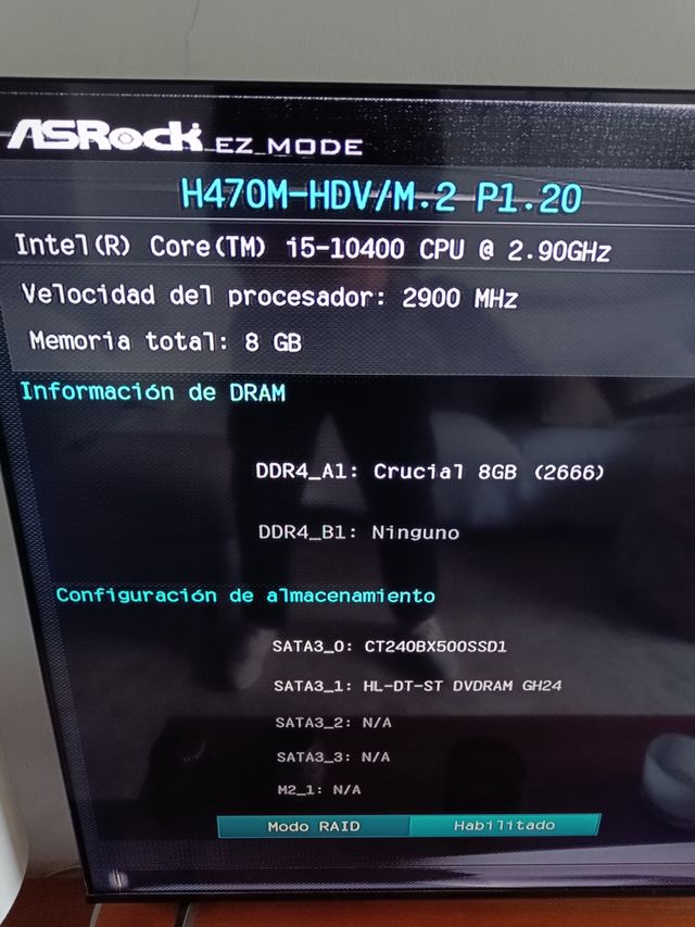 PC ECS Intel Core i5-10400 8GB RAM SSD 250GB