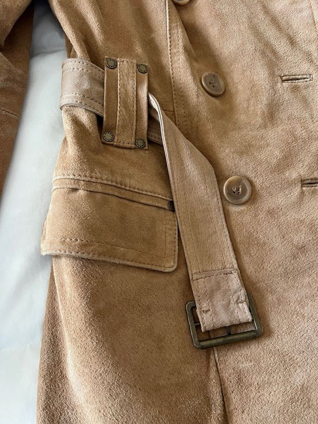 Abrigo Stradivarius piel ante 100% marrón