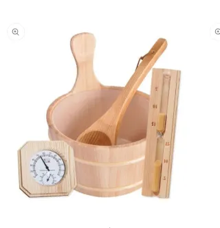 Kit Sauna Madera Cubo Cuchara Termómetro ect