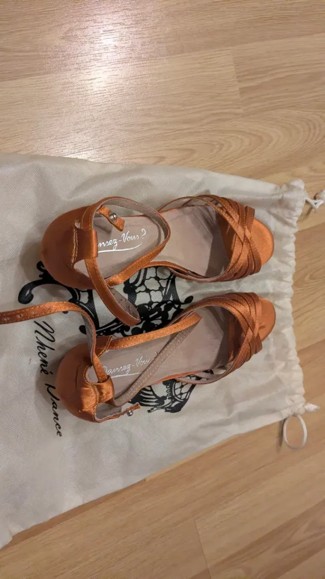 Zapatos de baile salón dorados/naranja