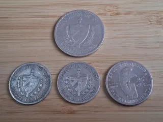 Lote 4 Monedas Plata Cuba