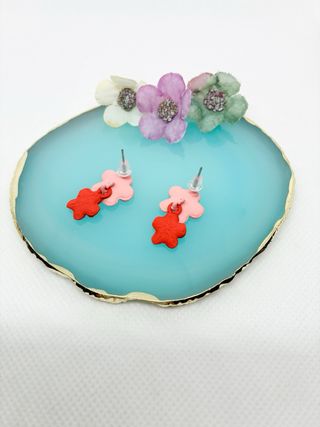 Pendientes florales rosa y rojo Nuevos