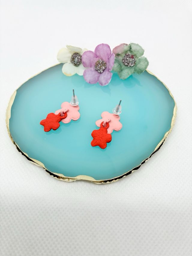 Pendientes florales rosa y rojo Nuevos