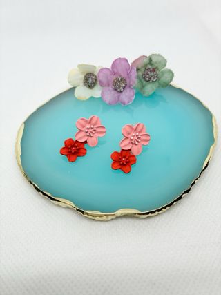 Pendientes florales rosa y rojo Nuevos