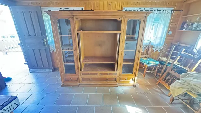 Mueble de salón librería madera y cristal