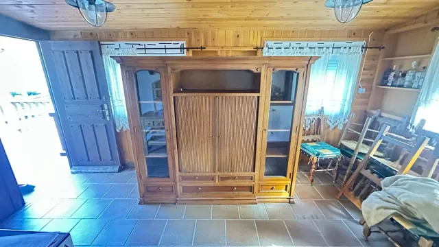 Mueble de salón librería madera y cristal