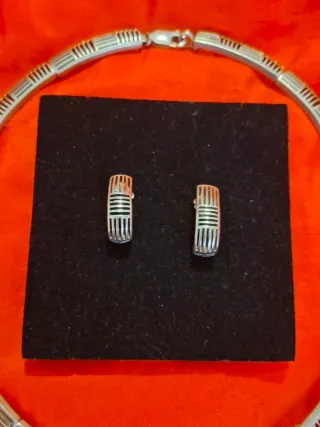 Conjunto Plata de Ley 925 Collar y Pendientes