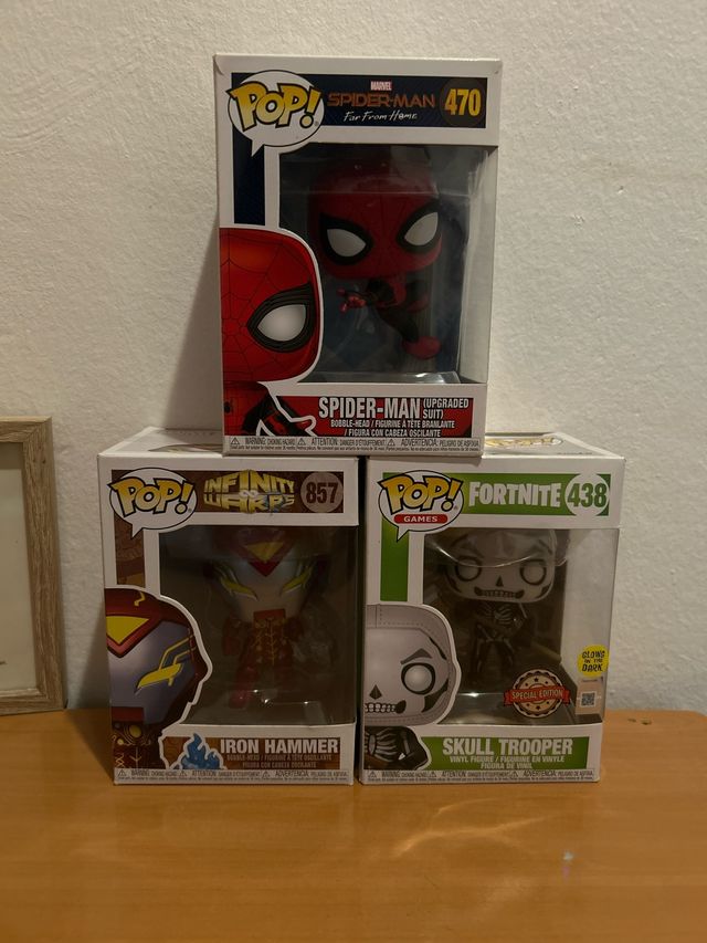 3 Funko Pop Marvel, Fortnite, Iron Hammer